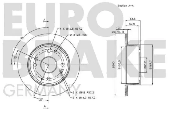 Bremsscheibe Hinterachse EUROBRAKE 5815202623 Bild Bremsscheibe Hinterachse EUROBRAKE 5815202623