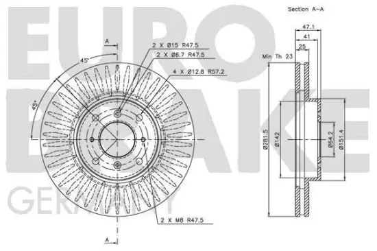 Bremsscheibe Vorderachse EUROBRAKE 5815202625 Bild Bremsscheibe Vorderachse EUROBRAKE 5815202625