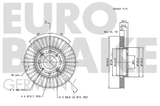 Bremsscheibe EUROBRAKE 5815202628 Bild Bremsscheibe EUROBRAKE 5815202628