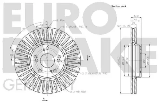 Bremsscheibe Vorderachse EUROBRAKE 5815202646 Bild Bremsscheibe Vorderachse EUROBRAKE 5815202646