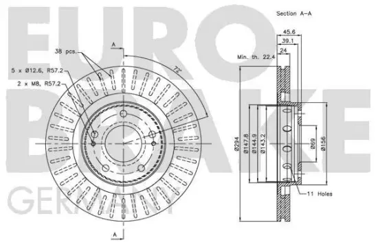 Bremsscheibe Vorderachse EUROBRAKE 5815203043 Bild Bremsscheibe Vorderachse EUROBRAKE 5815203043