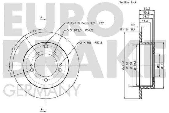 Bremsscheibe Hinterachse EUROBRAKE 5815203049 Bild Bremsscheibe Hinterachse EUROBRAKE 5815203049