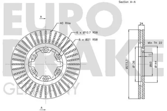 Bremsscheibe Vorderachse EUROBRAKE 5815203256 Bild Bremsscheibe Vorderachse EUROBRAKE 5815203256