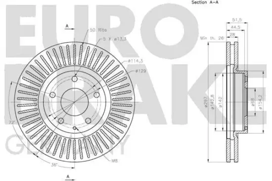 Bremsscheibe Vorderachse EUROBRAKE 5815203278 Bild Bremsscheibe Vorderachse EUROBRAKE 5815203278