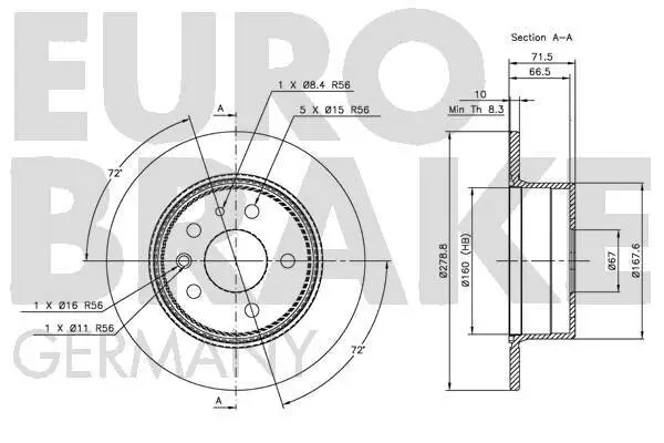 Bremsscheibe Vorderachse EUROBRAKE 5815203359