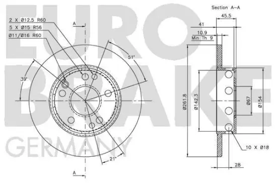 Bremsscheibe Vorderachse EUROBRAKE 5815203306 Bild Bremsscheibe Vorderachse EUROBRAKE 5815203306