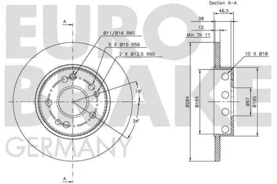 Bremsscheibe Vorderachse EUROBRAKE 5815203309 Bild Bremsscheibe Vorderachse EUROBRAKE 5815203309