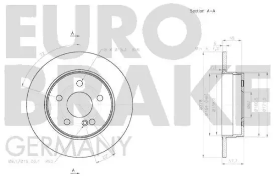 Bremsscheibe Hinterachse EUROBRAKE 58152033104 Bild Bremsscheibe Hinterachse EUROBRAKE 58152033104