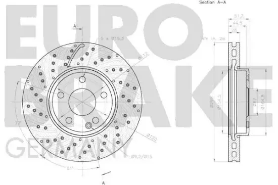 Bremsscheibe Vorderachse EUROBRAKE 58152033116 Bild Bremsscheibe Vorderachse EUROBRAKE 58152033116
