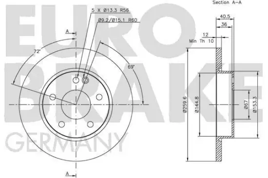 Bremsscheibe Vorderachse EUROBRAKE 5815203345 Bild Bremsscheibe Vorderachse EUROBRAKE 5815203345