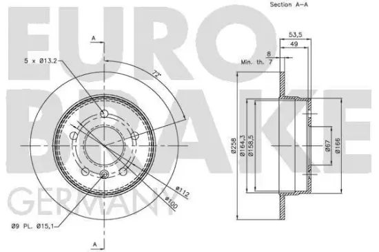 Bremsscheibe Hinterachse EUROBRAKE 5815203355 Bild Bremsscheibe Hinterachse EUROBRAKE 5815203355