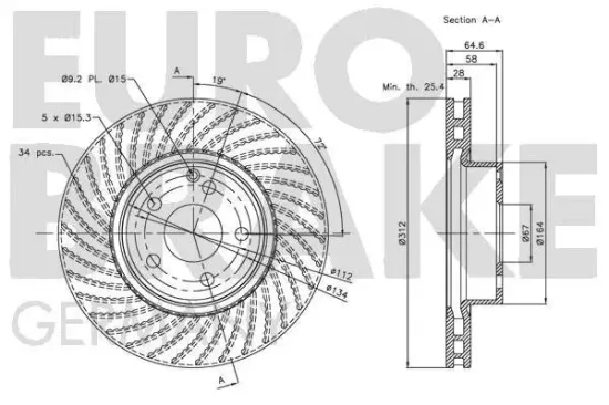 Bremsscheibe Vorderachse EUROBRAKE 5815203450 Bild Bremsscheibe Vorderachse EUROBRAKE 5815203450