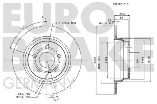 Bremsscheibe Hinterachse EUROBRAKE 5815203362 Bild Bremsscheibe Hinterachse EUROBRAKE 5815203362