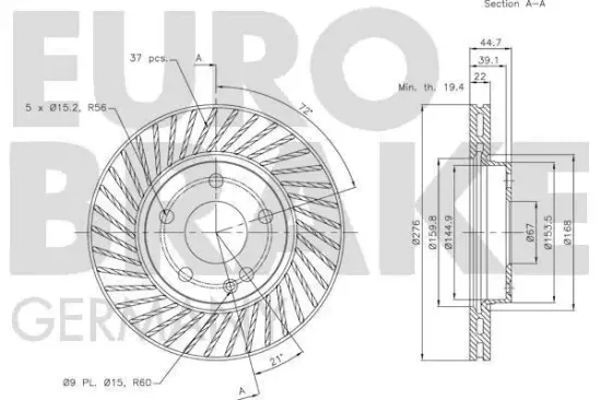 Bremsscheibe Vorderachse EUROBRAKE 5815203372 Bild Bremsscheibe Vorderachse EUROBRAKE 5815203372