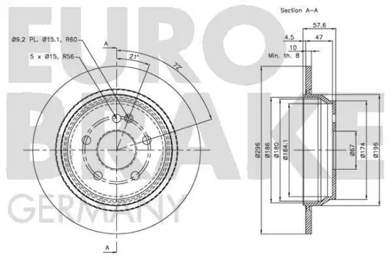 Bremsscheibe Hinterachse EUROBRAKE 5815203376 Bild Bremsscheibe Hinterachse EUROBRAKE 5815203376