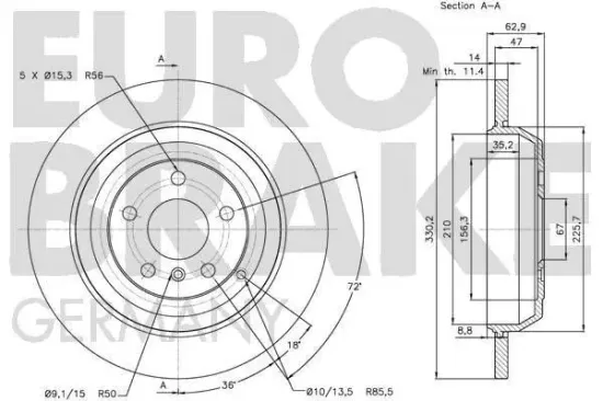 Bremsscheibe Hinterachse EUROBRAKE 5815203391 Bild Bremsscheibe Hinterachse EUROBRAKE 5815203391