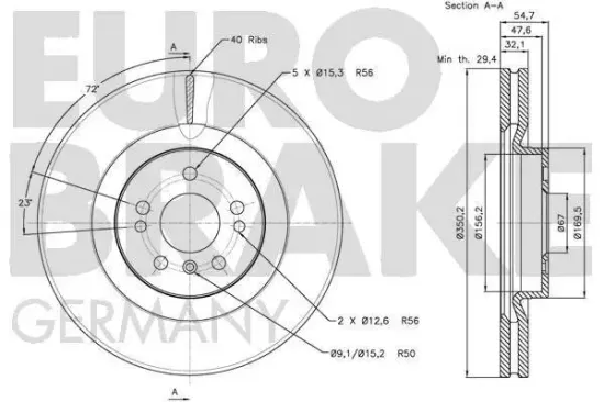 Bremsscheibe EUROBRAKE 5815203393 Bild Bremsscheibe EUROBRAKE 5815203393