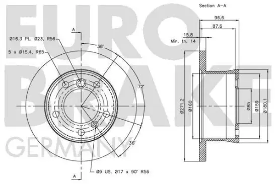 Bremsscheibe EUROBRAKE 5815203396 Bild Bremsscheibe EUROBRAKE 5815203396