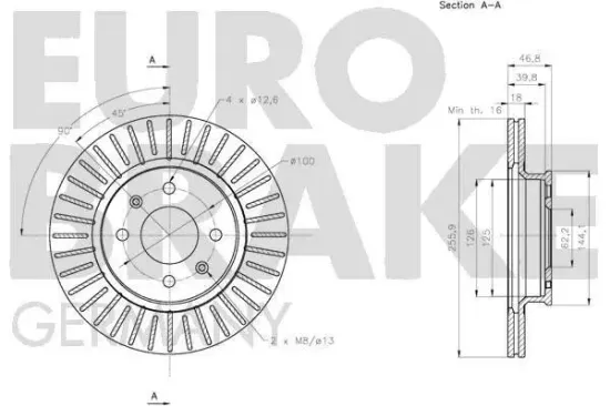 Bremsscheibe Vorderachse EUROBRAKE 5815203438 Bild Bremsscheibe Vorderachse EUROBRAKE 5815203438