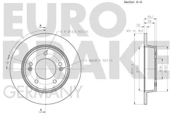 Bremsscheibe Hinterachse EUROBRAKE 5815203446 Bild Bremsscheibe Hinterachse EUROBRAKE 5815203446
