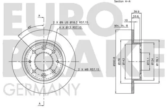 Bremsscheibe Hinterachse EUROBRAKE 5815203503 Bild Bremsscheibe Hinterachse EUROBRAKE 5815203503