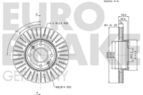 Bremsscheibe Vorderachse EUROBRAKE 5815203523 Bild Bremsscheibe Vorderachse EUROBRAKE 5815203523