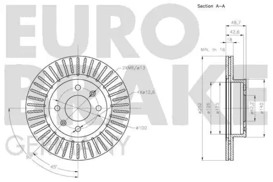 Bremsscheibe Vorderachse EUROBRAKE 5815203529 Bild Bremsscheibe Vorderachse EUROBRAKE 5815203529