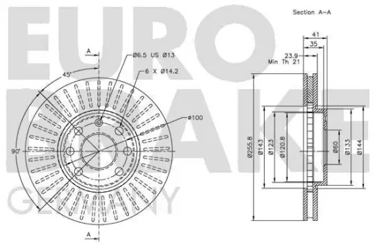 Bremsscheibe Vorderachse EUROBRAKE 5815203629 Bild Bremsscheibe Vorderachse EUROBRAKE 5815203629