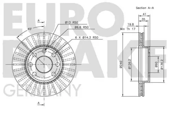 Bremsscheibe Vorderachse EUROBRAKE 5815203640 Bild Bremsscheibe Vorderachse EUROBRAKE 5815203640