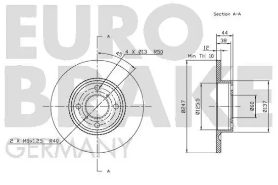Bremsscheibe Vorderachse EUROBRAKE 5815203642 Bild Bremsscheibe Vorderachse EUROBRAKE 5815203642
