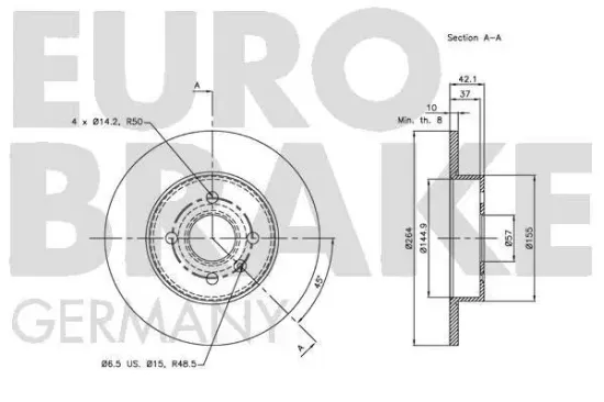 Bremsscheibe Hinterachse EUROBRAKE 5815203655 Bild Bremsscheibe Hinterachse EUROBRAKE 5815203655