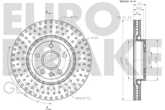 Bremsscheibe Vorderachse EUROBRAKE 5815203671 Bild Bremsscheibe Vorderachse EUROBRAKE 5815203671
