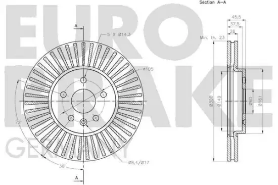 Bremsscheibe Vorderachse EUROBRAKE 5815203677 Bild Bremsscheibe Vorderachse EUROBRAKE 5815203677