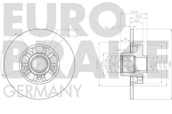 Bremsscheibe Hinterachse EUROBRAKE 5815203679 Bild Bremsscheibe Hinterachse EUROBRAKE 5815203679