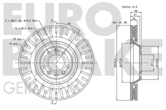 Bremsscheibe Vorderachse EUROBRAKE 5815203728 Bild Bremsscheibe Vorderachse EUROBRAKE 5815203728