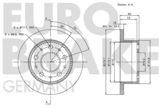 Bremsscheibe EUROBRAKE 5815203732 Bild Bremsscheibe EUROBRAKE 5815203732