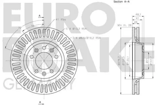 Bremsscheibe Vorderachse EUROBRAKE 5815203735 Bild Bremsscheibe Vorderachse EUROBRAKE 5815203735