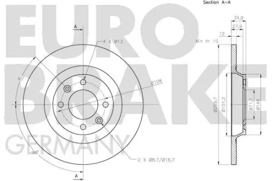 Bremsscheibe EUROBRAKE 5815203743 Bild Bremsscheibe EUROBRAKE 5815203743