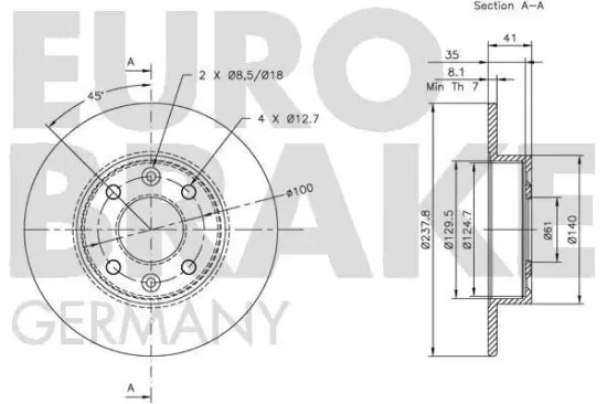 Bremsscheibe Vorderachse EUROBRAKE 5815203906 Bild Bremsscheibe Vorderachse EUROBRAKE 5815203906
