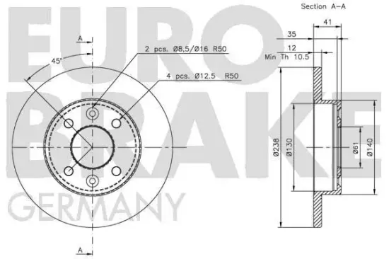 Bremsscheibe EUROBRAKE 5815203908 Bild Bremsscheibe EUROBRAKE 5815203908