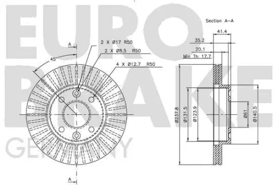 Bremsscheibe EUROBRAKE 5815203909 Bild Bremsscheibe EUROBRAKE 5815203909