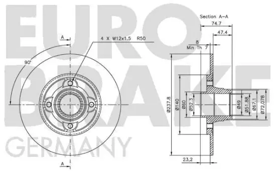 Bremsscheibe Hinterachse EUROBRAKE 5815203917 Bild Bremsscheibe Hinterachse EUROBRAKE 5815203917