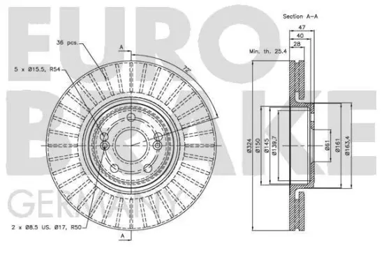 Bremsscheibe EUROBRAKE 5815203933 Bild Bremsscheibe EUROBRAKE 5815203933