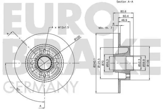 Bremsscheibe Hinterachse EUROBRAKE 5815203937 Bild Bremsscheibe Hinterachse EUROBRAKE 5815203937