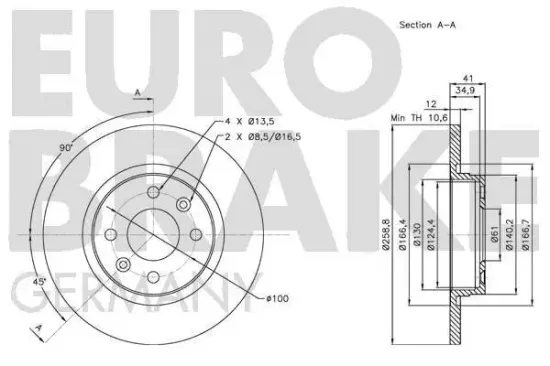 Bremsscheibe EUROBRAKE 5815203939 Bild Bremsscheibe EUROBRAKE 5815203939