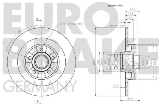 Bremsscheibe Hinterachse EUROBRAKE 5815203943 Bild Bremsscheibe Hinterachse EUROBRAKE 5815203943