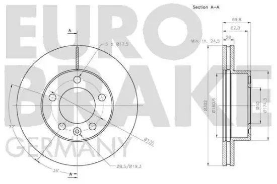 Bremsscheibe Vorderachse EUROBRAKE 5815203976 Bild Bremsscheibe Vorderachse EUROBRAKE 5815203976