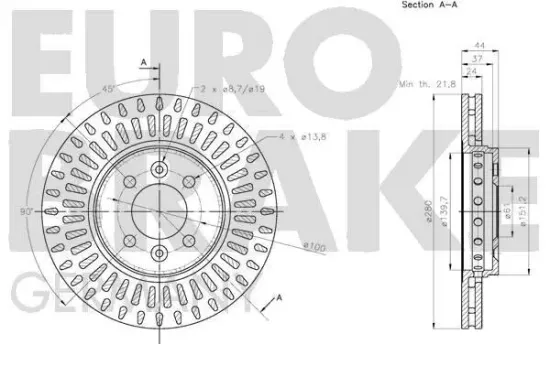 Bremsscheibe Vorderachse EUROBRAKE 5815203997 Bild Bremsscheibe Vorderachse EUROBRAKE 5815203997