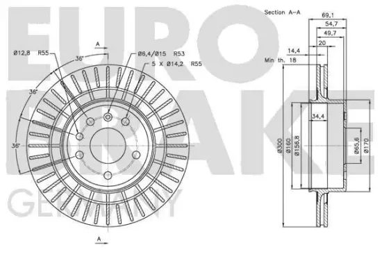 Bremsscheibe Hinterachse EUROBRAKE 5815204111 Bild Bremsscheibe Hinterachse EUROBRAKE 5815204111