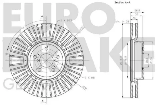 Bremsscheibe Vorderachse EUROBRAKE 5815204419 Bild Bremsscheibe Vorderachse EUROBRAKE 5815204419